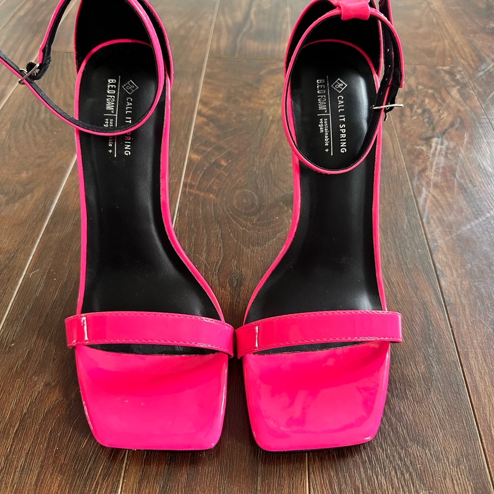 Call It Spring Pink Heels Modern Square-Toe Design